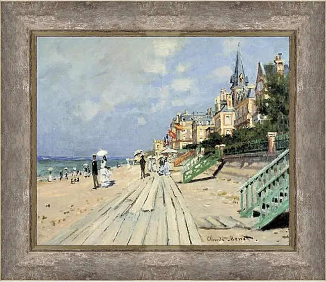 Картина в раме - Beach at Trouville. Клод Моне