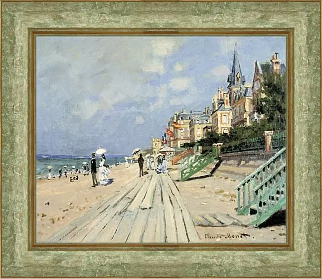 Картина в раме - Beach at Trouville. Клод Моне