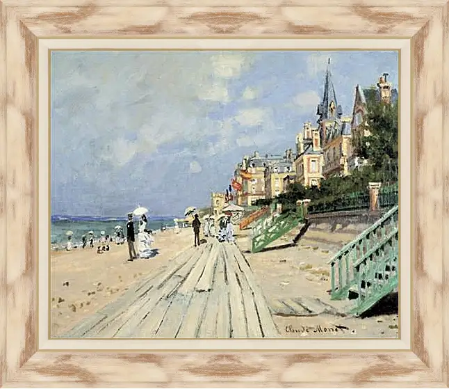Картина в раме - Beach at Trouville. Клод Моне