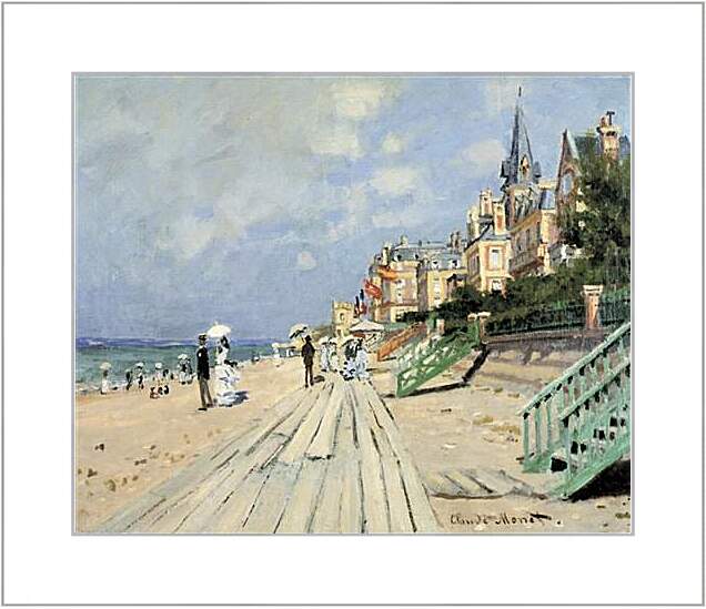 Картина в раме - Beach at Trouville. Клод Моне