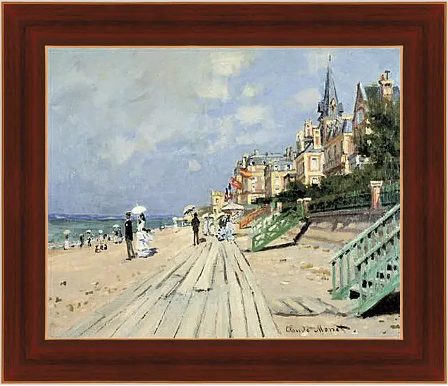 Картина в раме - Beach at Trouville. Клод Моне