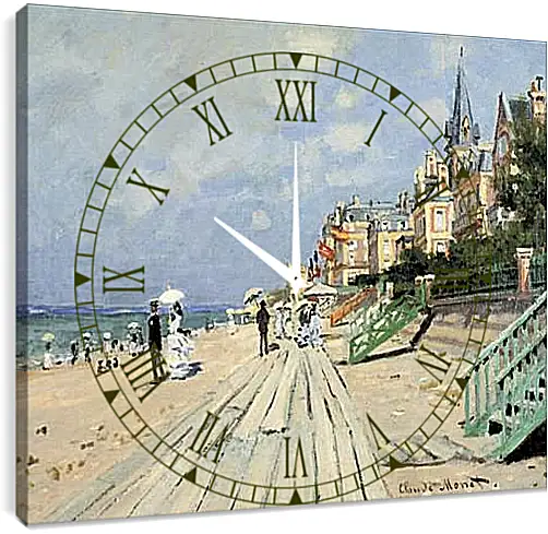 Часы картина - Beach at Trouville. Клод Моне