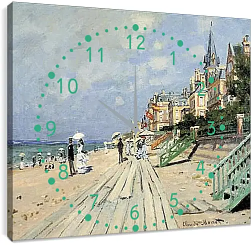 Часы картина - Beach at Trouville. Клод Моне