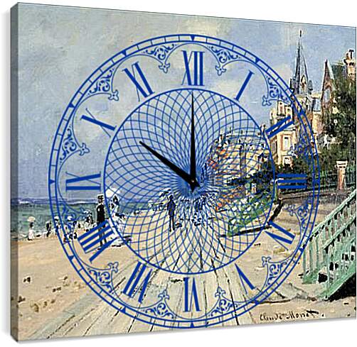 Часы картина - Beach at Trouville. Клод Моне