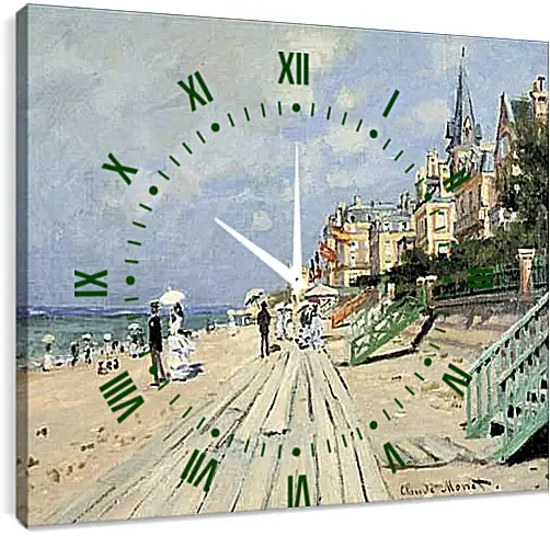 Часы картина - Beach at Trouville. Клод Моне