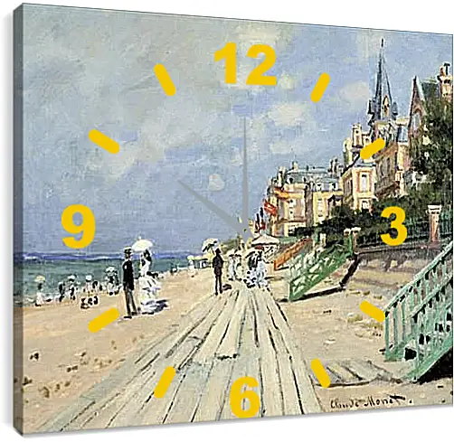 Часы картина - Beach at Trouville. Клод Моне