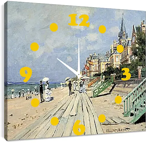 Часы картина - Beach at Trouville. Клод Моне