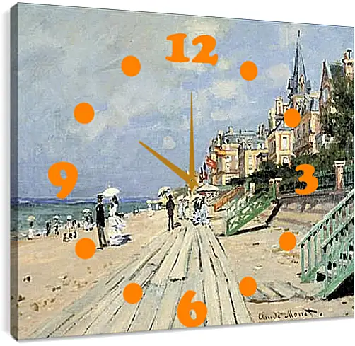 Часы картина - Beach at Trouville. Клод Моне