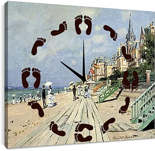 Часы картина - Beach at Trouville. Клод Моне
