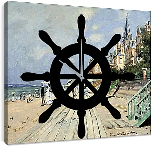 Часы картина - Beach at Trouville. Клод Моне