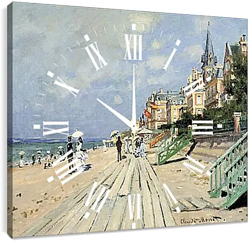 Часы картина - Beach at Trouville. Клод Моне