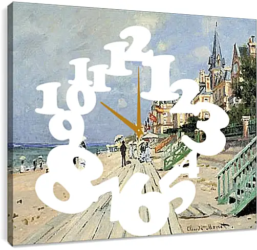 Часы картина - Beach at Trouville. Клод Моне