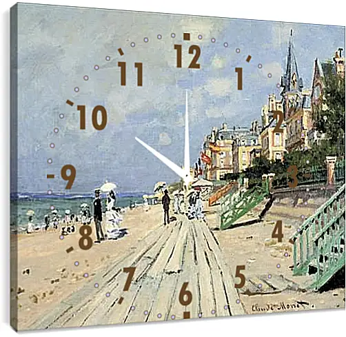 Часы картина - Beach at Trouville. Клод Моне