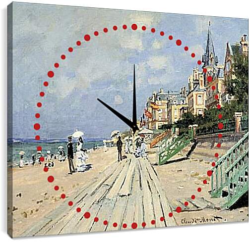 Часы картина - Beach at Trouville. Клод Моне