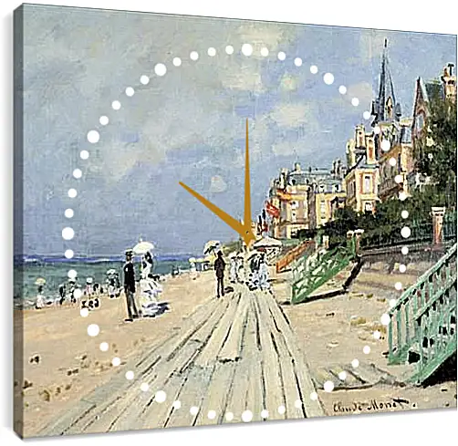 Часы картина - Beach at Trouville. Клод Моне