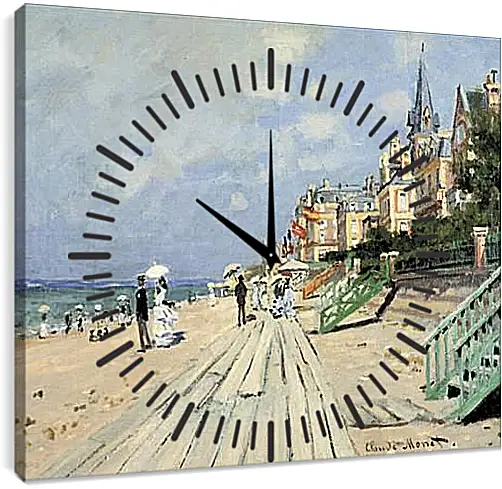 Часы картина - Beach at Trouville. Клод Моне