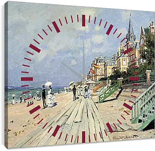 Часы картина - Beach at Trouville. Клод Моне