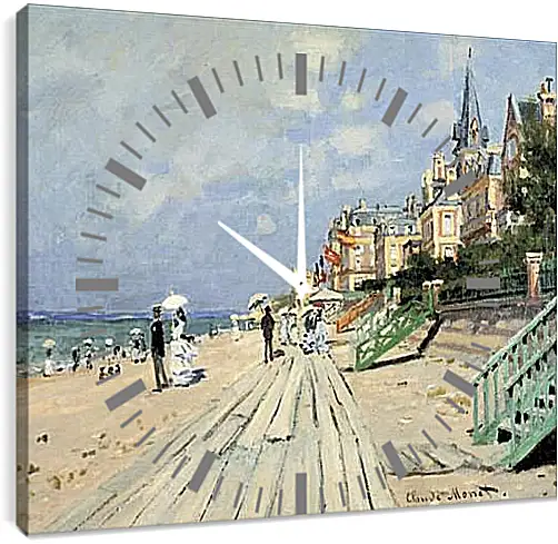 Часы картина - Beach at Trouville. Клод Моне