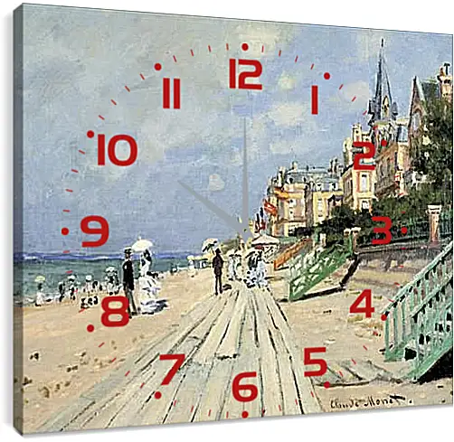 Часы картина - Beach at Trouville. Клод Моне