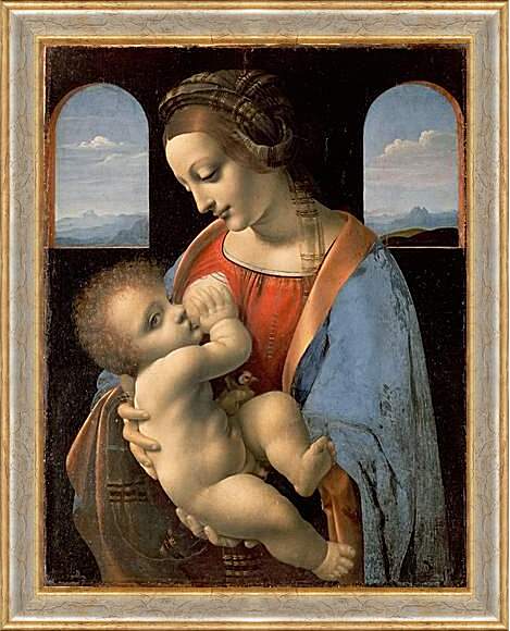 Картина в раме - Мадонна с младенцем. Леонардо да Винчи