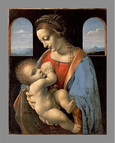 Картина в раме - Мадонна с младенцем. Леонардо да Винчи