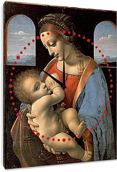 Часы картина - Мадонна с младенцем. Леонардо да Винчи