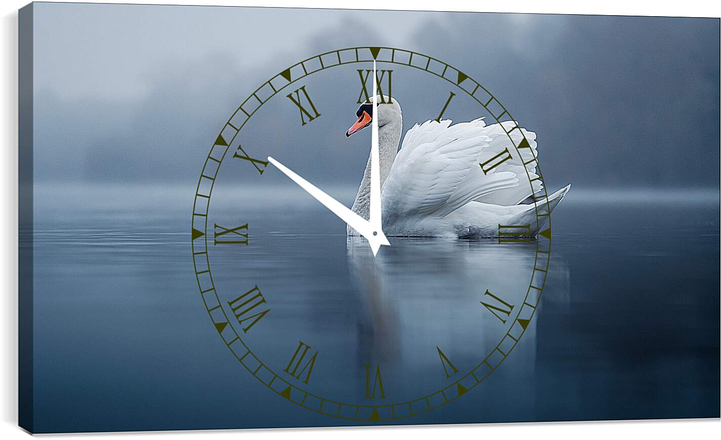 Часы картина - Белый лебедь