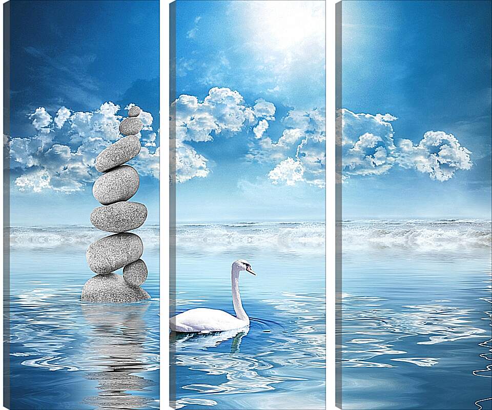 Модульная картина - Лебедь на воде