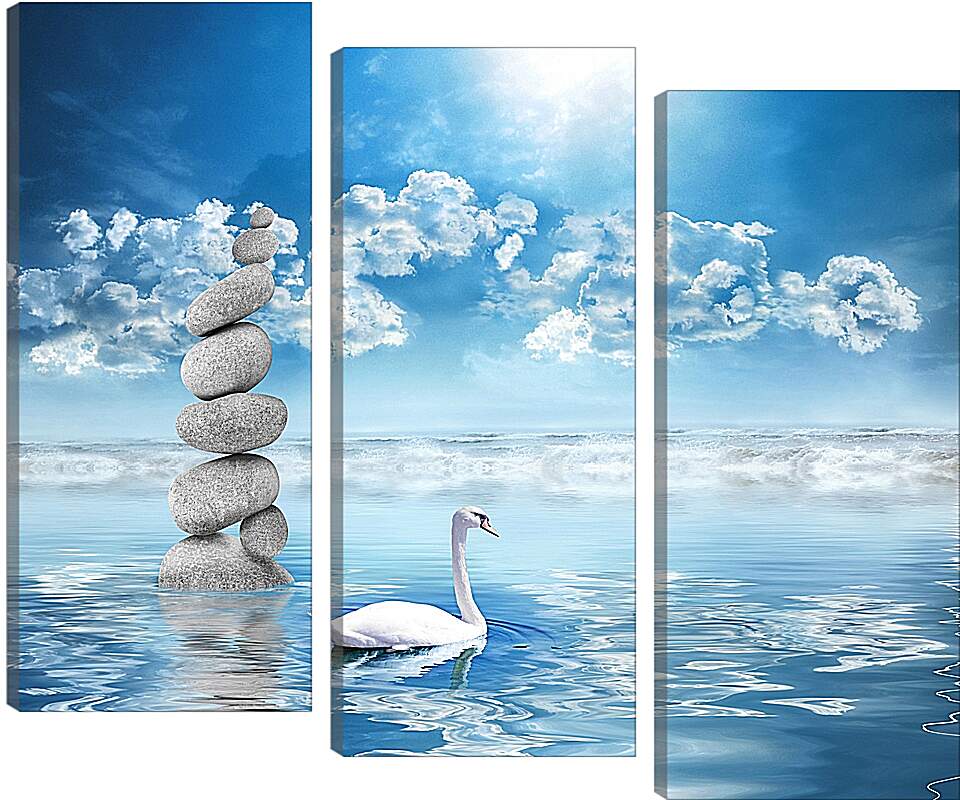 Модульная картина - Лебедь на воде