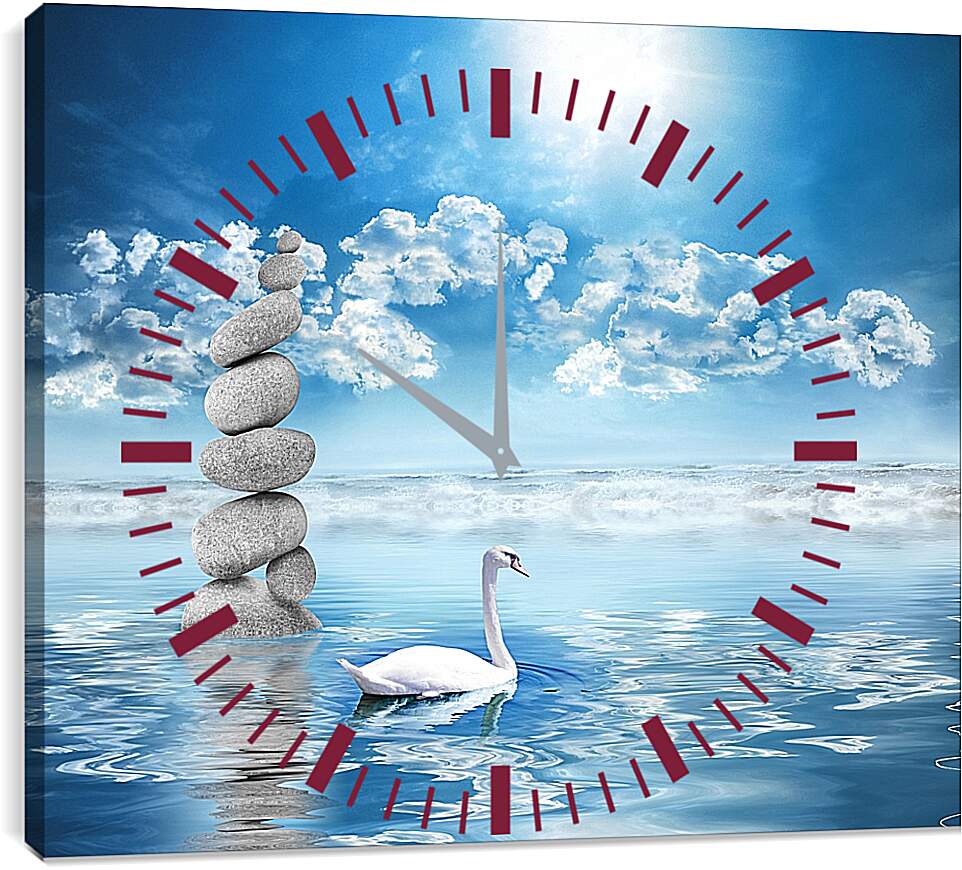 Часы картина - Лебедь на воде