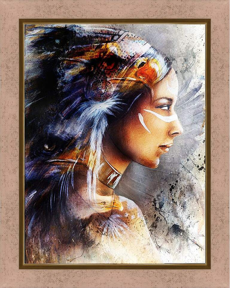 Картина в раме - Индейская дама