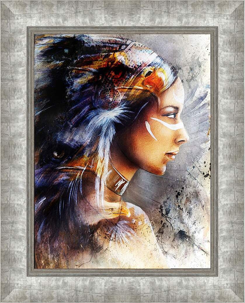 Картина в раме - Индейская дама