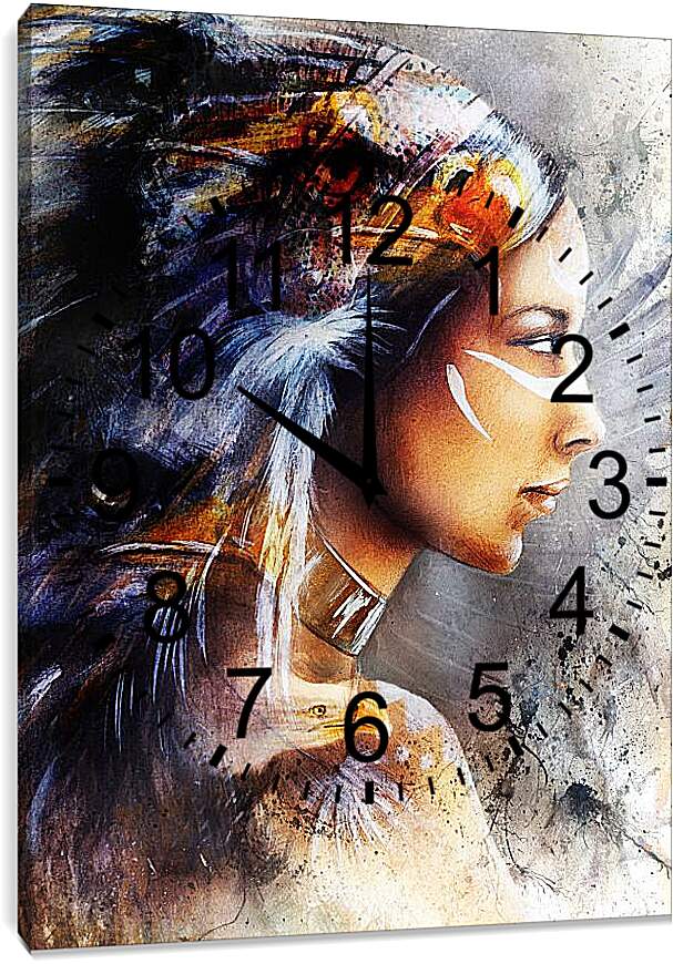 Часы картина - Индейская дама