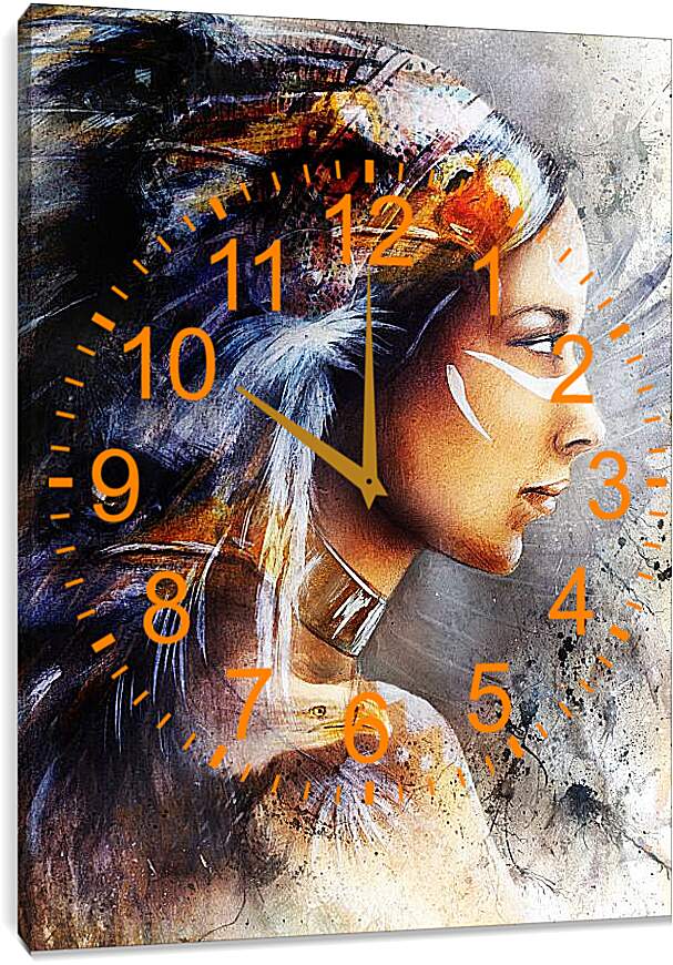 Часы картина - Индейская дама