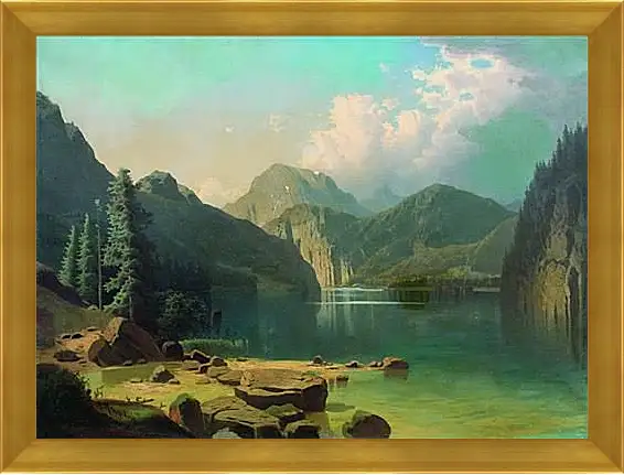 Картина в раме - Горное озеро. Мещерский Арсений
