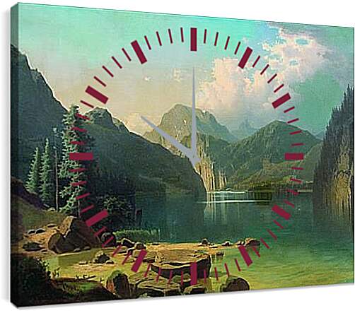 Часы картина - Горное озеро. Мещерский Арсений