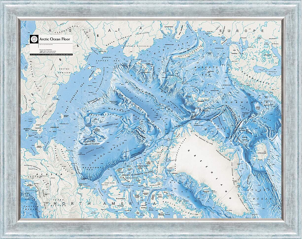 Картина в раме - Карта Арктической зоны