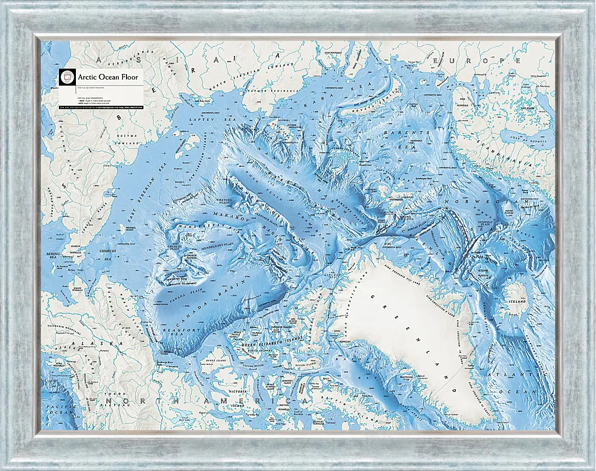 Картина в раме - Карта Арктической зоны
