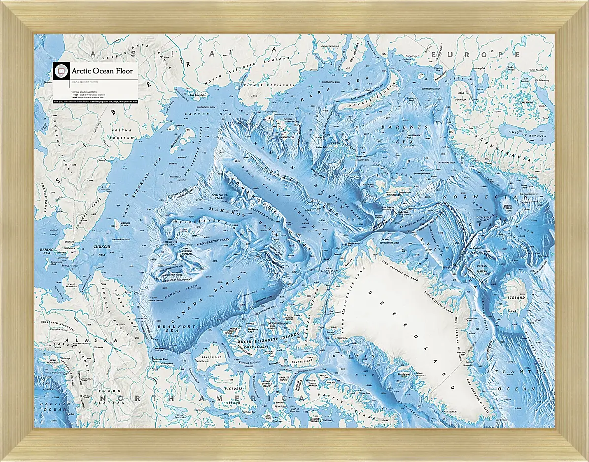 Картина в раме - Карта Арктической зоны