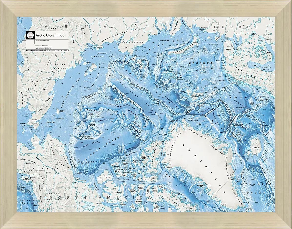 Картина в раме - Карта Арктической зоны
