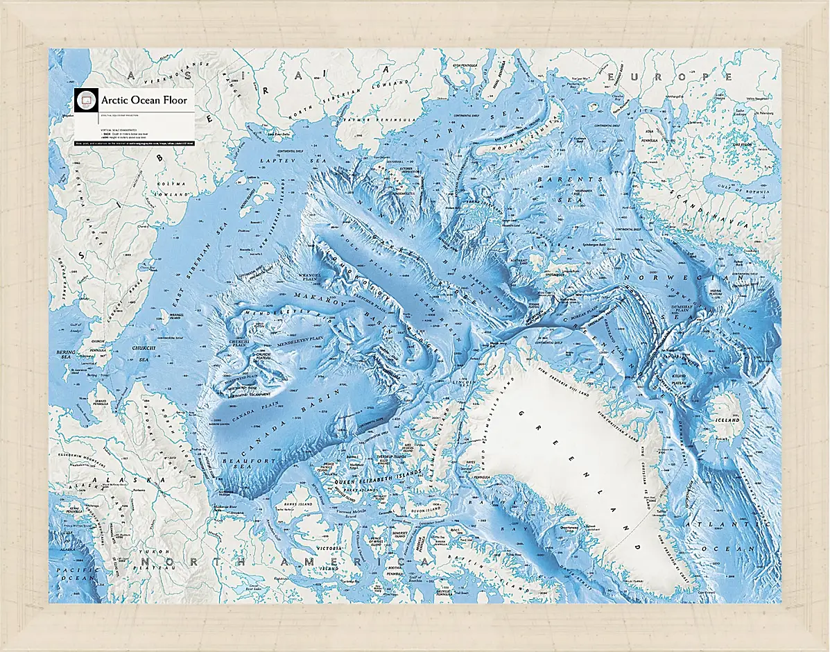 Картина в раме - Карта Арктической зоны