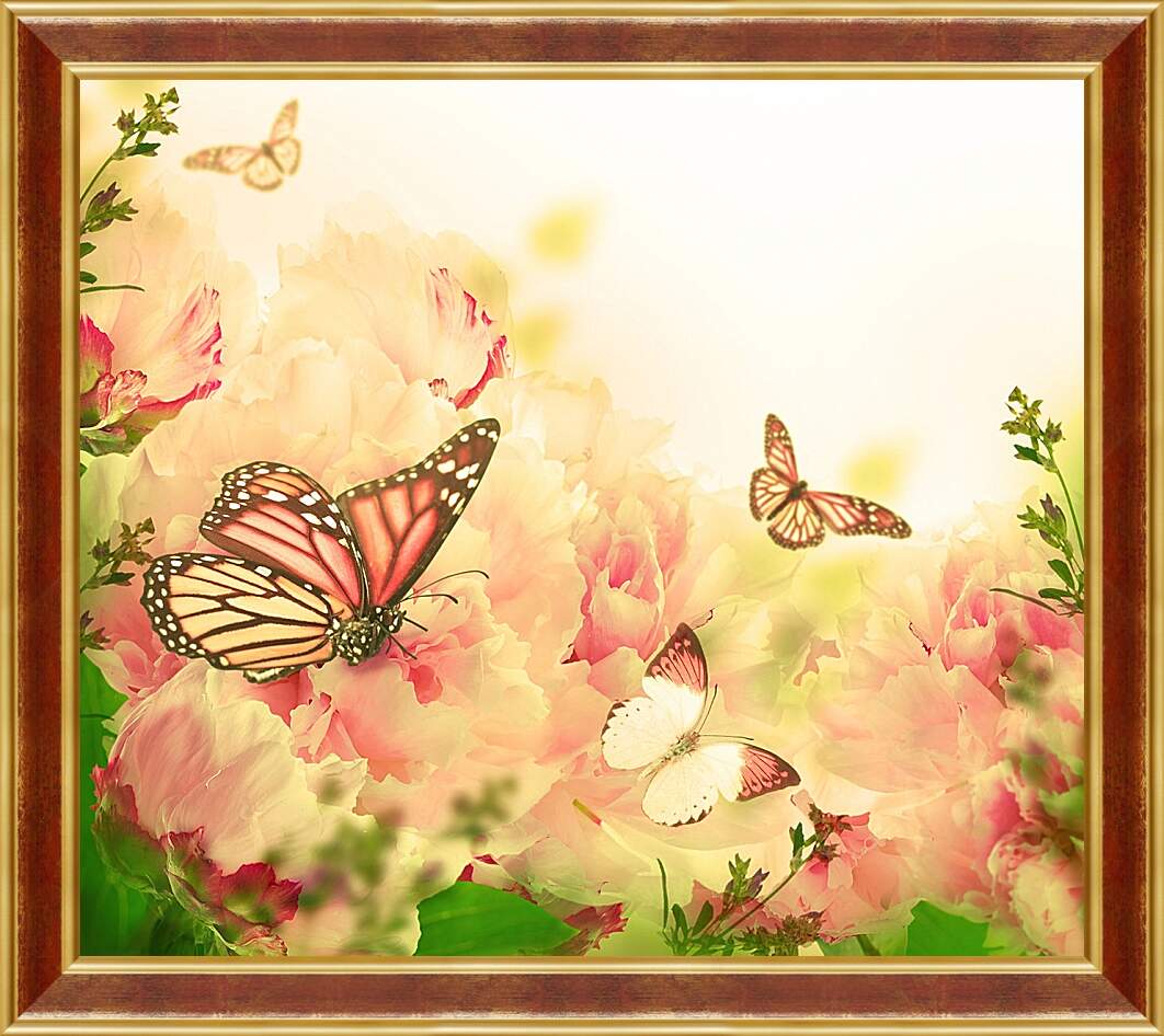 Картина в раме - Бабочка в ветвях