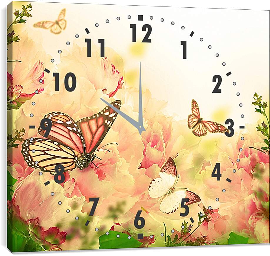 Часы картина - Бабочка в ветвях