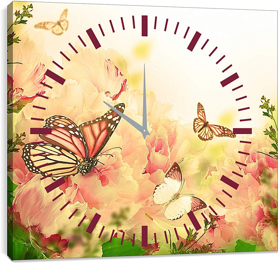 Часы картина - Бабочка в ветвях