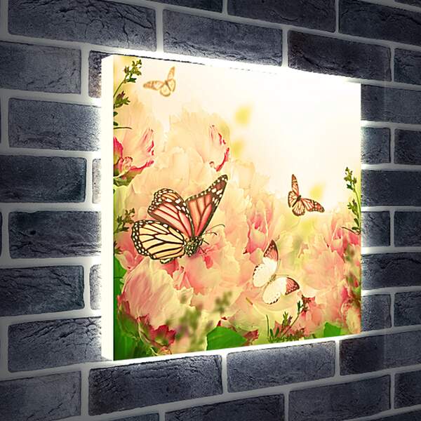 Лайтбокс световая панель - Бабочка в ветвях