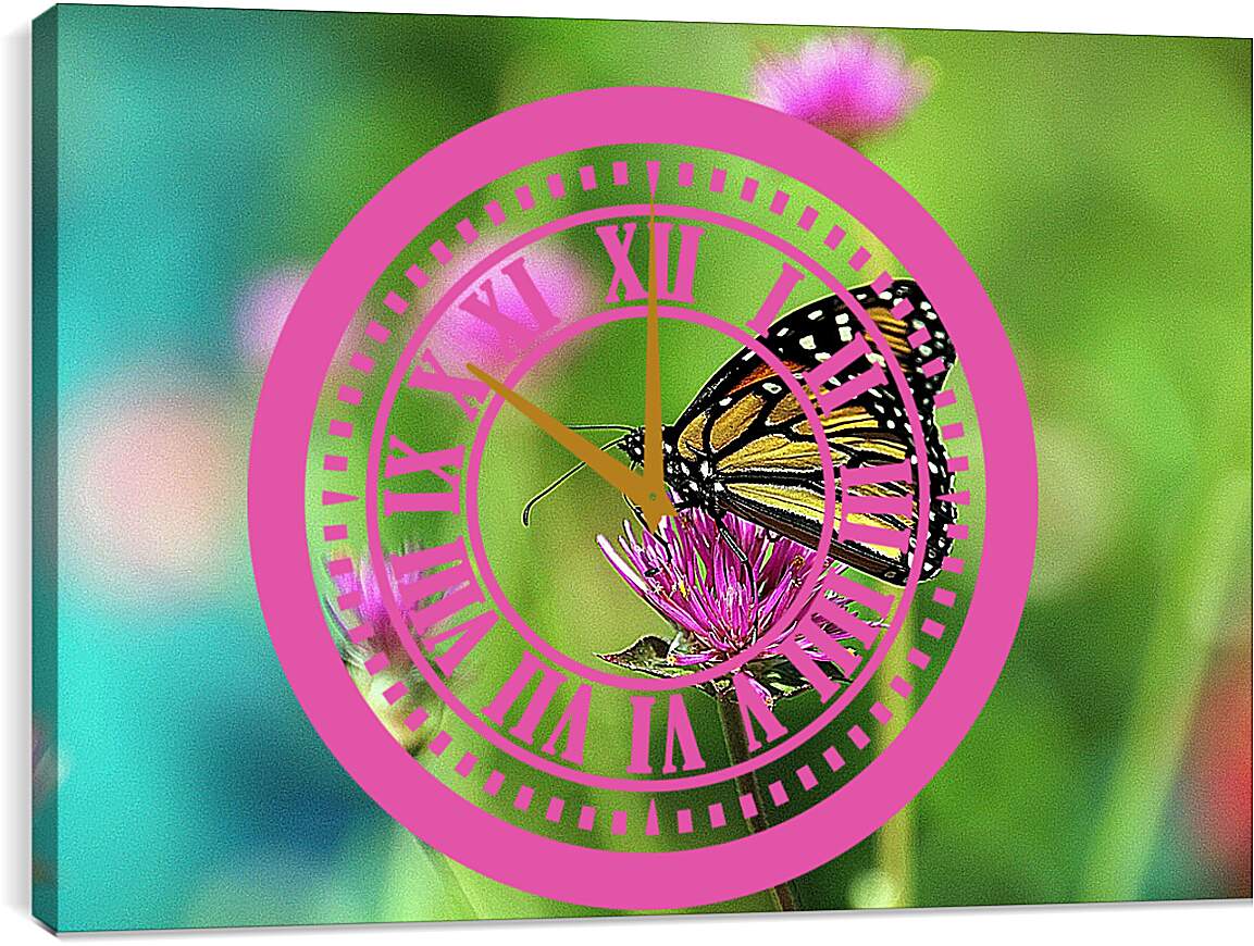 Часы картина - Бабочка в поле