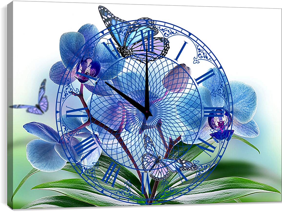 Часы картина - Бабочка крупным планом