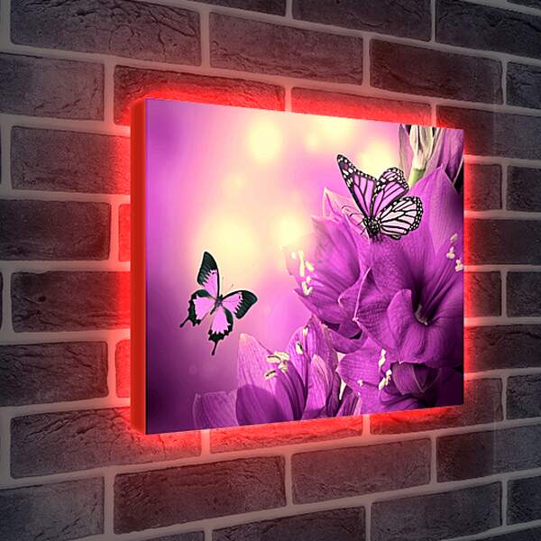 Лайтбокс световая панель - Бабочки на сиреневом фоне
