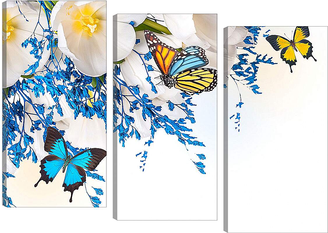 Модульная картина - Бабочки разных цветов