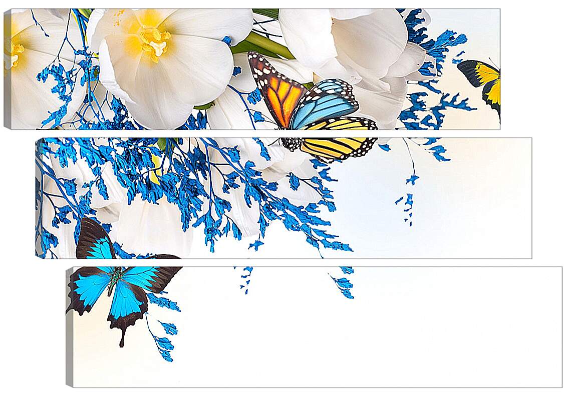 Модульная картина - Бабочки разных цветов
